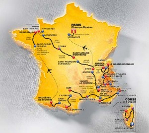 La carte du tour de France