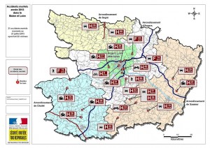 Carte du nombre de tués dans le Maine-et-Loire au 21 juillet 2013.