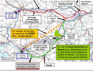 Infographie Nexus.Le CESER écarterait Angers d'une prochaine LGV (Ligne à Grande Vitesse).